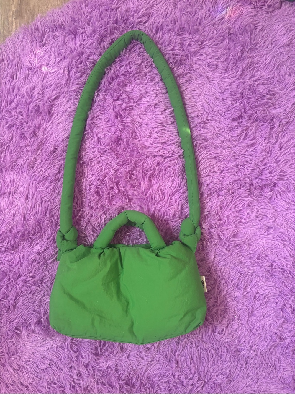 Olend Mini Ona Padded Green Shoulder Bag with Knotted Strap